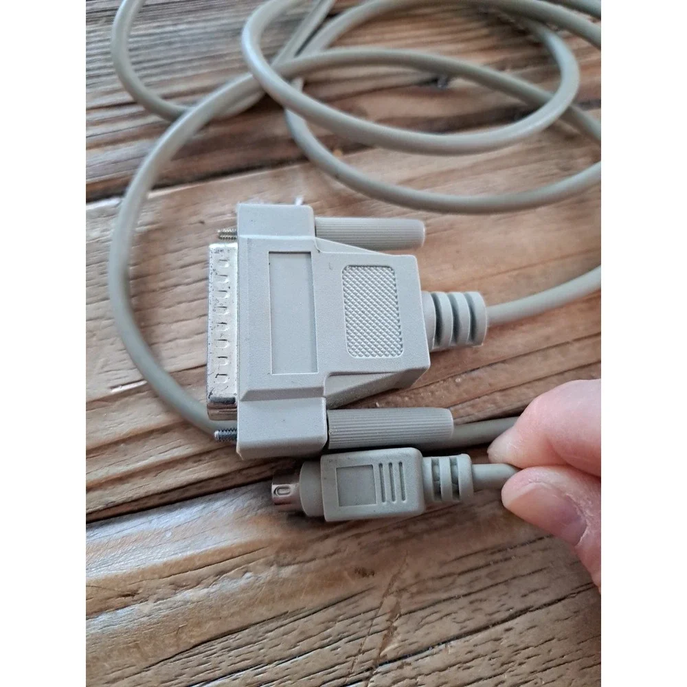 Vintage UNBRANDED Computer ~ 6' Serial Printer Cable - Mini Din 8 pin to DB25